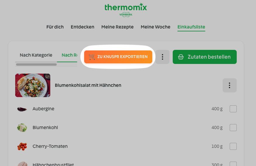 The extension&rsquo;s sync button on the Cookidoo page